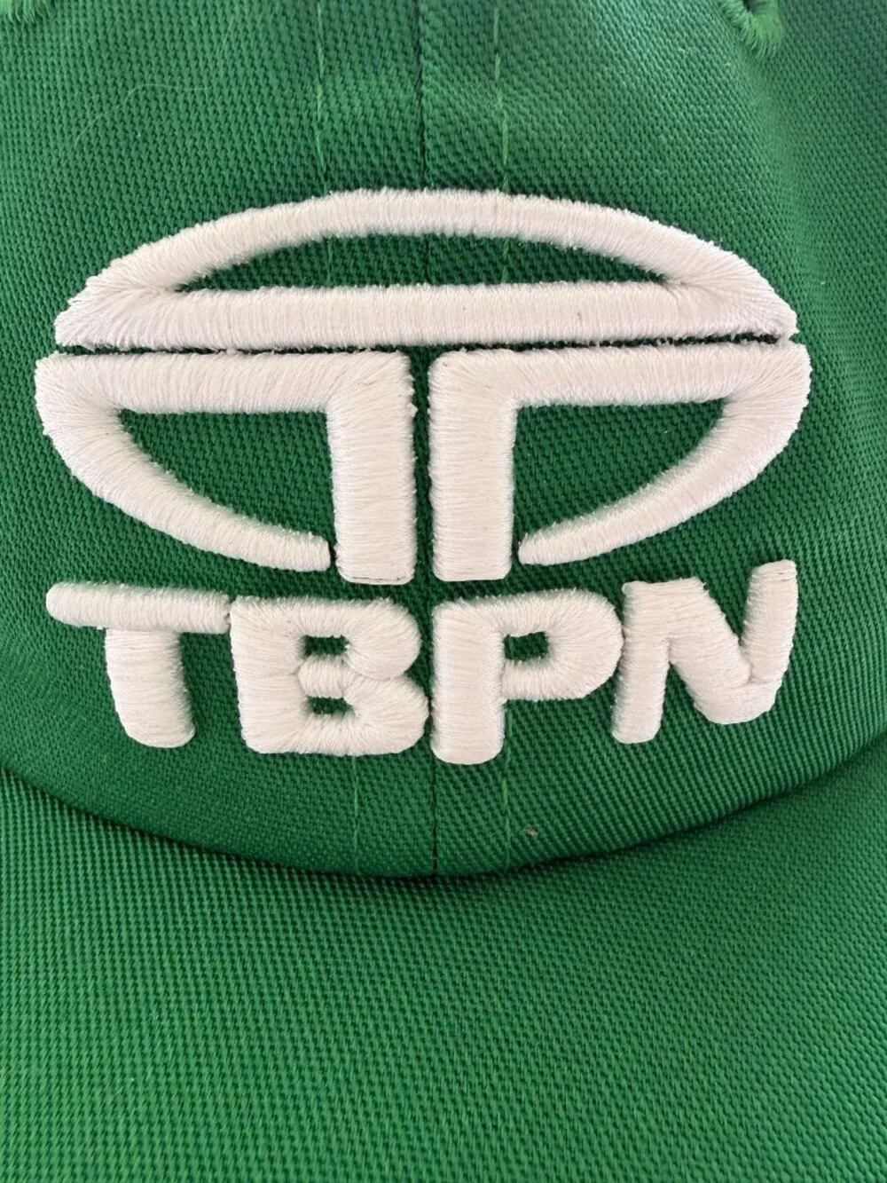 TBPN Baseball Hat in Green with White Embroidered logo